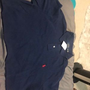 blue and red cropped polo oversized